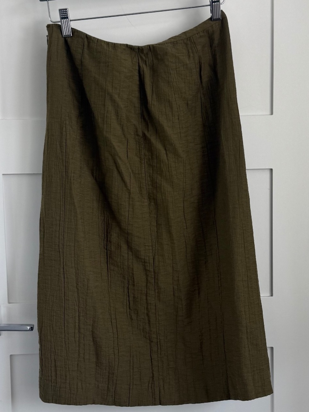 Crinkle Olive Green Midi Skirt from H&M